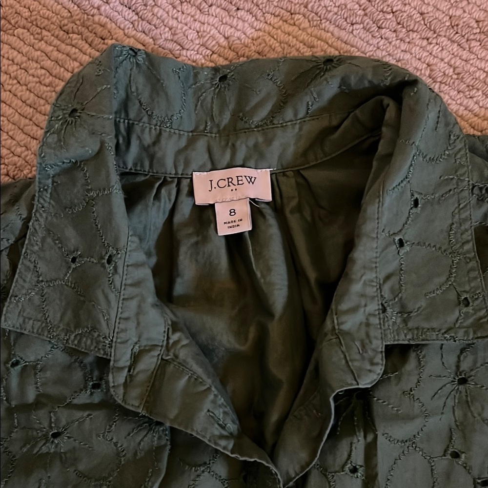 J. Crew Forest Green Button-Front Midi Dress - Picture 2 of 2